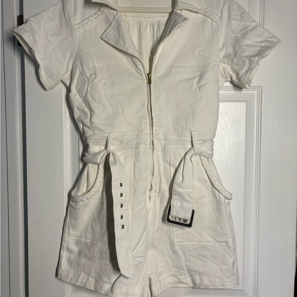 Show Me Your MuMu Cream Short Sleeve Romper